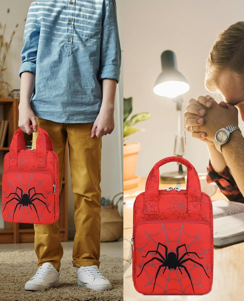 DSIUE Bible Cover for Boys, Kids Bible Case Carrying Book Case Church Bag Bible Protective with Zippered Pocket, Spider Red - Image 3